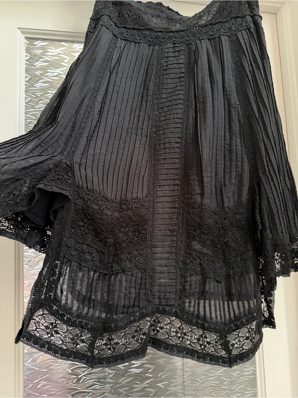 Rare! NWT Biya Black Lace Midi Skirt Bustle Back
